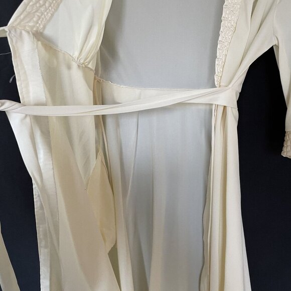 vintage valmode baby yellow robe 3/4 sleeves lingerie women's size small belted - Picture 4 of 8